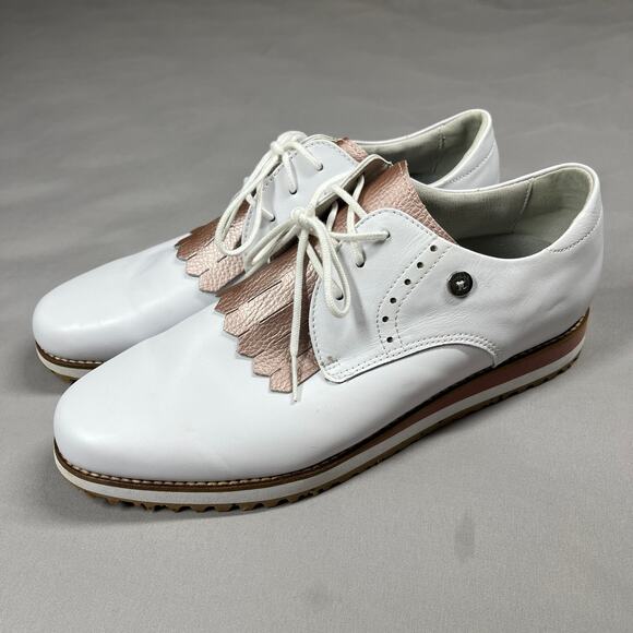 FootJoy Women's Size 10M Sport Retro Golf Shoes Spikeless White Rose Gold EUC - Picture 1 of 16